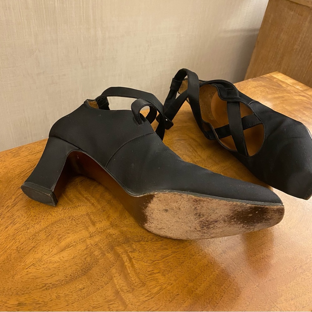 Vintage Ralph Lauren Black Satin Shoes Size 6 - Picture 10 of 16